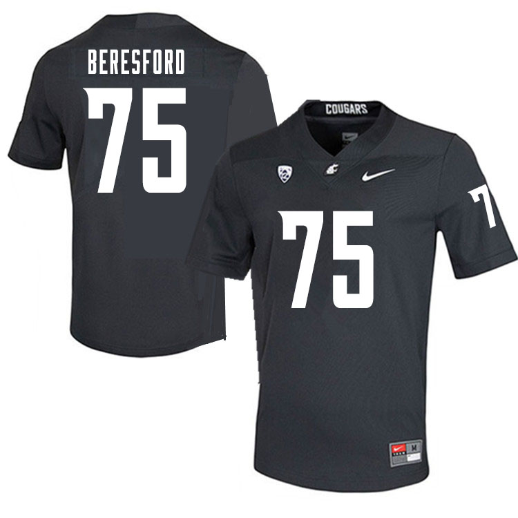 Men #75 Cade Beresford Washington State Cougars College Football Jerseys Sale-Charcoal - Click Image to Close